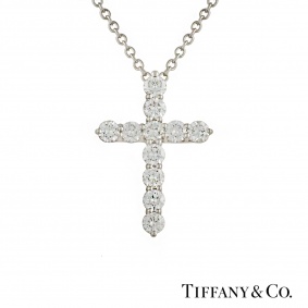 Tiffany & Co Diamond Set Cross Pendant in Platinum 0.45ct